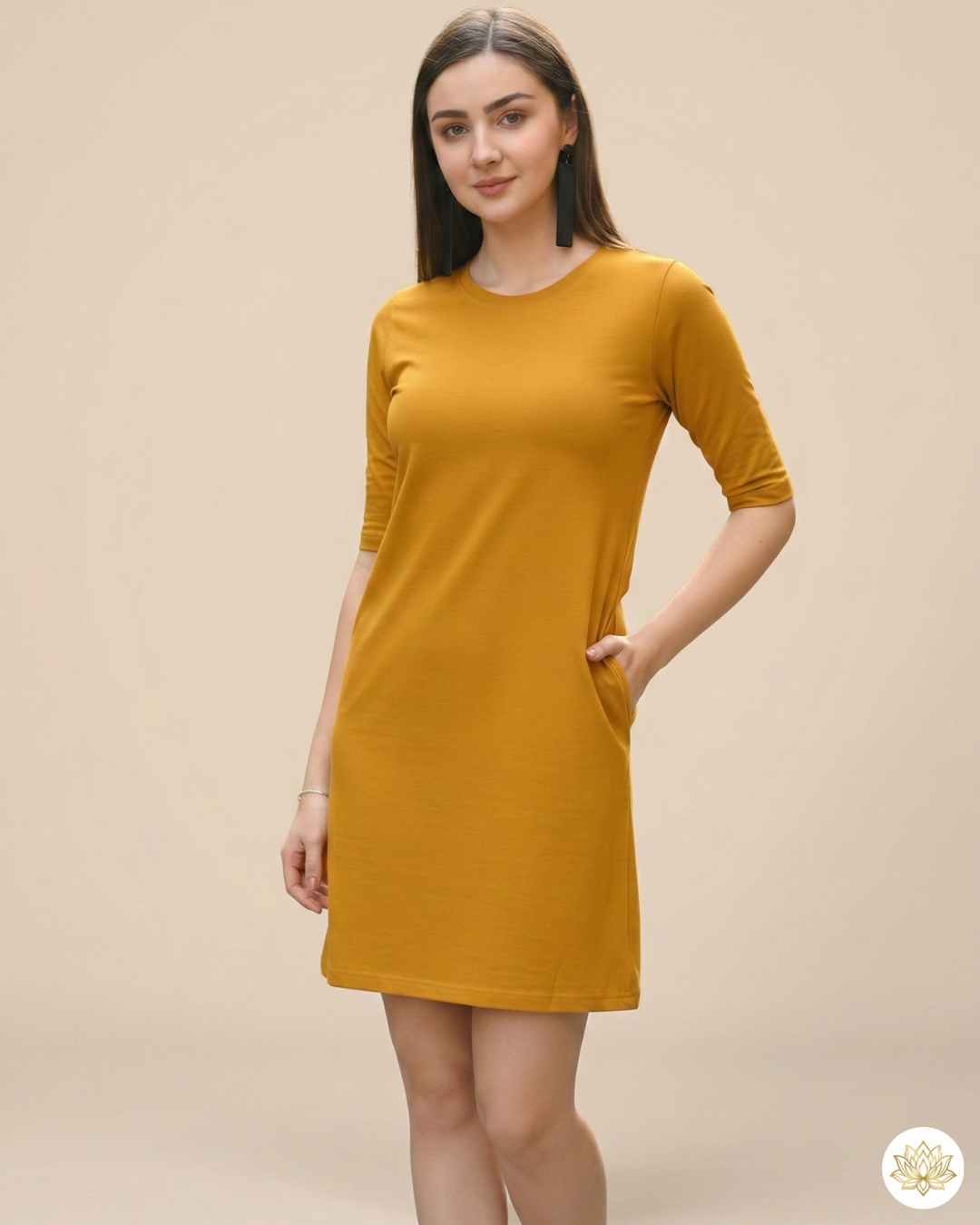 Women’s T-Shirt Dress | FC43 | Golden Yellow | Plain