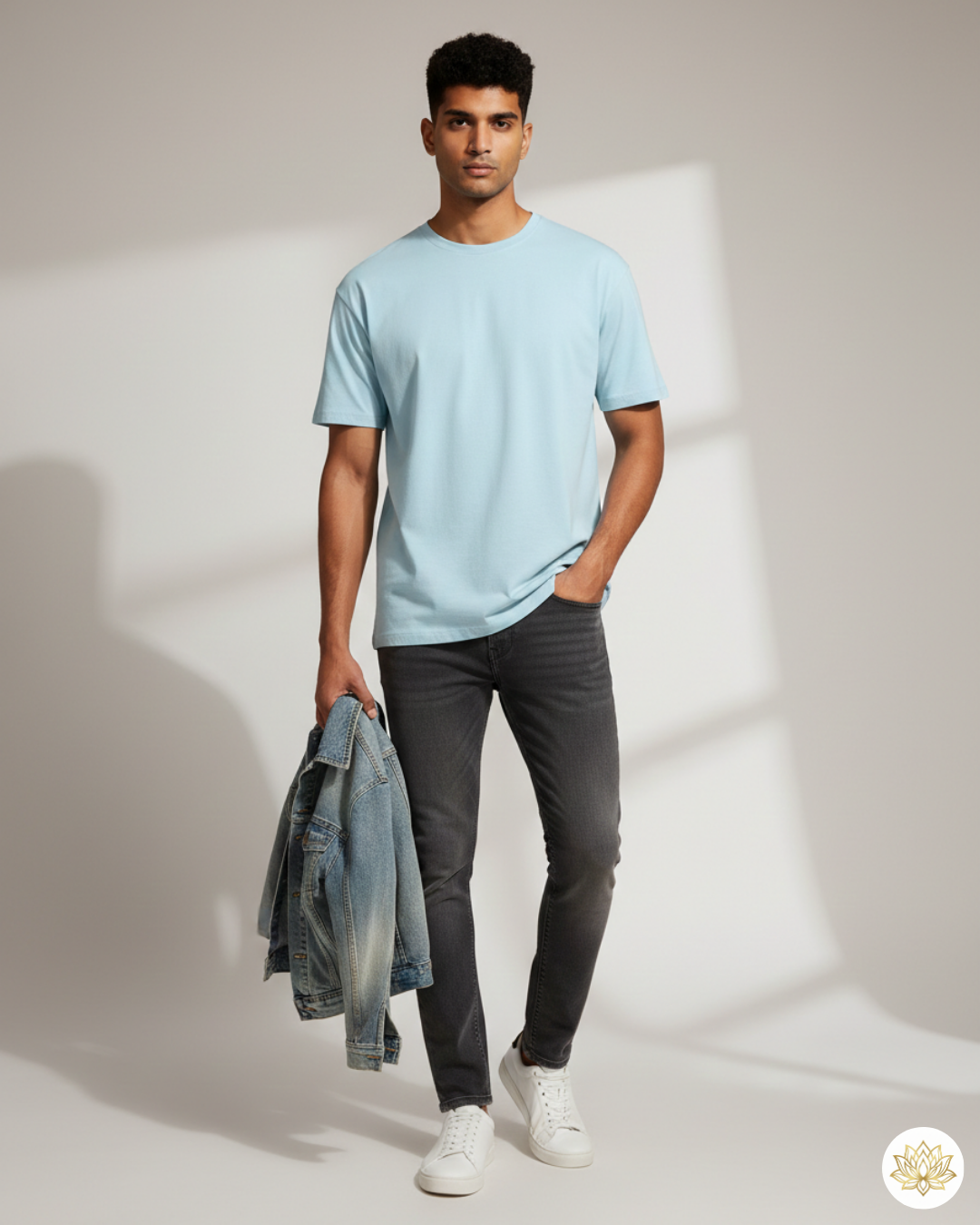 Unisex Male Classic Crew T-Shirt | UC21 | Baby Blue | Plain