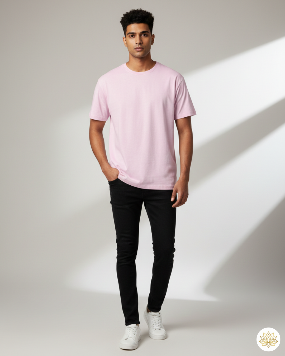 Unisex Male Classic Crew T-Shirt | UC21 | Light Baby Pink | Plain