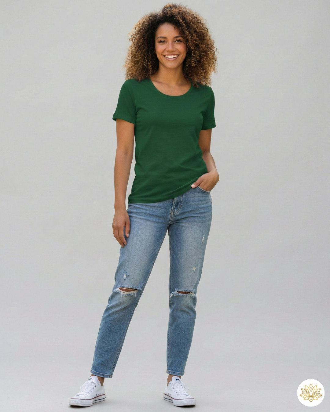 Women’s Classic Crew T-Shirt  | Bottle Green | Plain