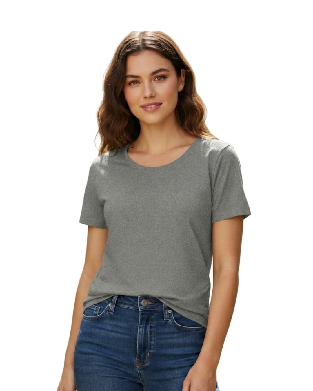 Women’s Classic Crew T-Shirt  | Charcoal Melange | Plain