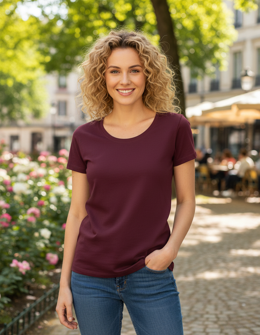 Women’s Classic Crew T-Shirt  | Maroon | Plain