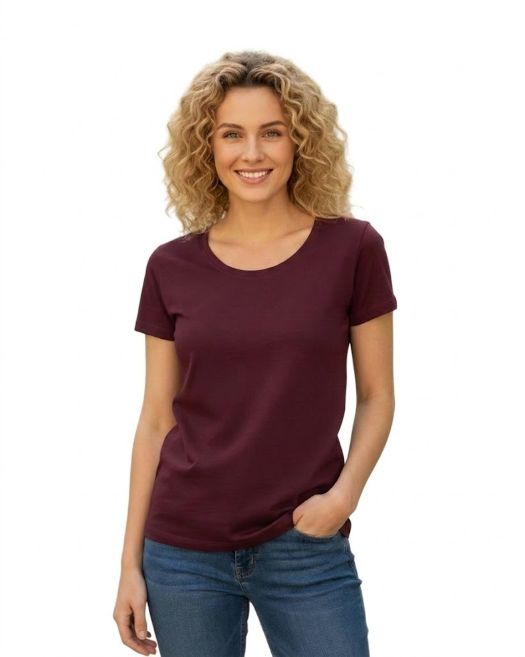 Women’s Classic Crew T-Shirt  | Maroon | Plain