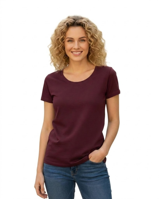 Women’s Classic Crew T-Shirt  | Maroon | Plain