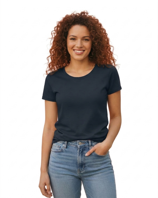 Women’s Classic Crew T-Shirt  | Navy Blue | Plain