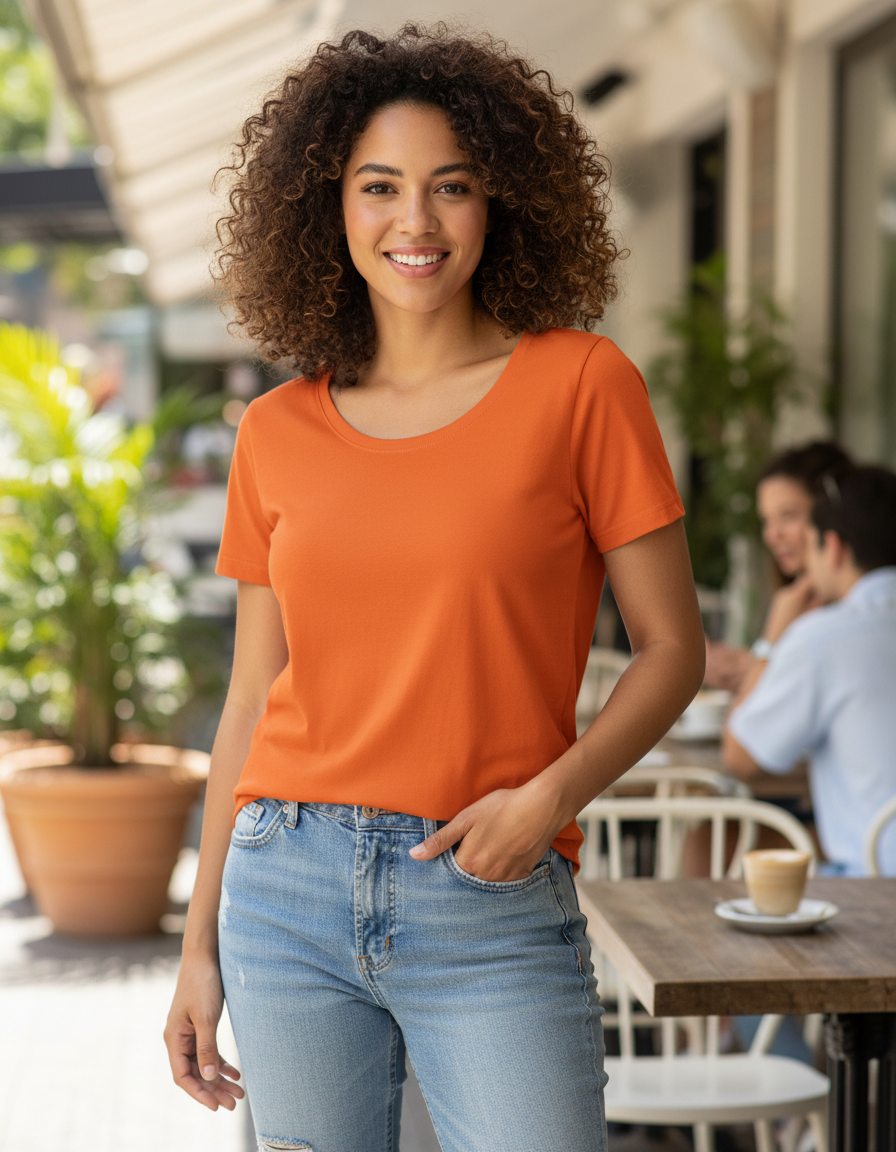 Women’s Classic Crew T-Shirt  | Orange | Plain