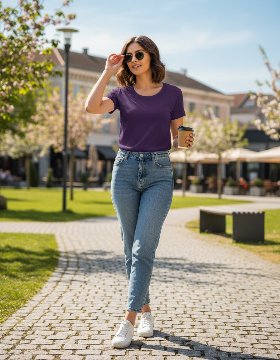Women’s Classic Crew T-Shirt  | Purple | Plain