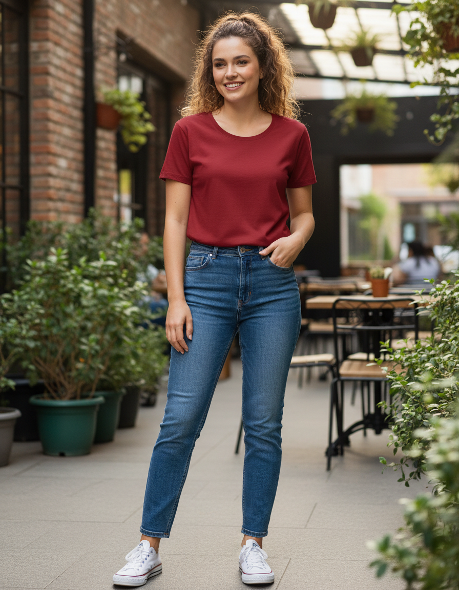 Women’s Classic Crew T-Shirt  | Red | Plain
