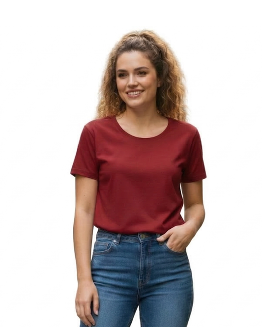 Women’s Classic Crew T-Shirt  | Red | Plain