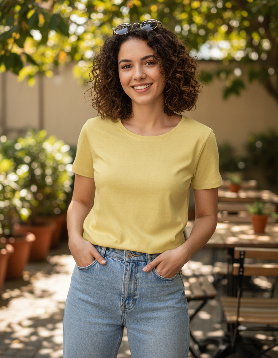 Women’s Classic Crew T-Shirt  | Yellow | Plain