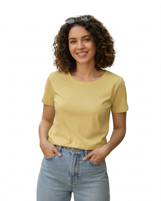 Women’s Classic Crew T-Shirt  | Yellow | Plain