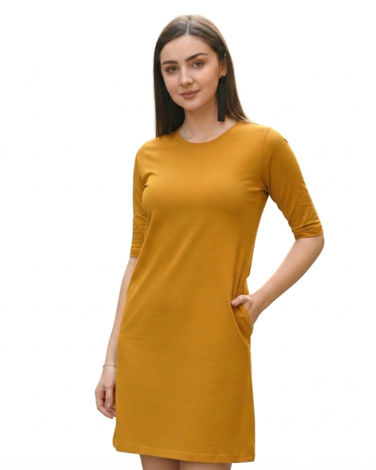 Women’s T-Shirt Dress | FC43 | Golden Yellow | Plain
