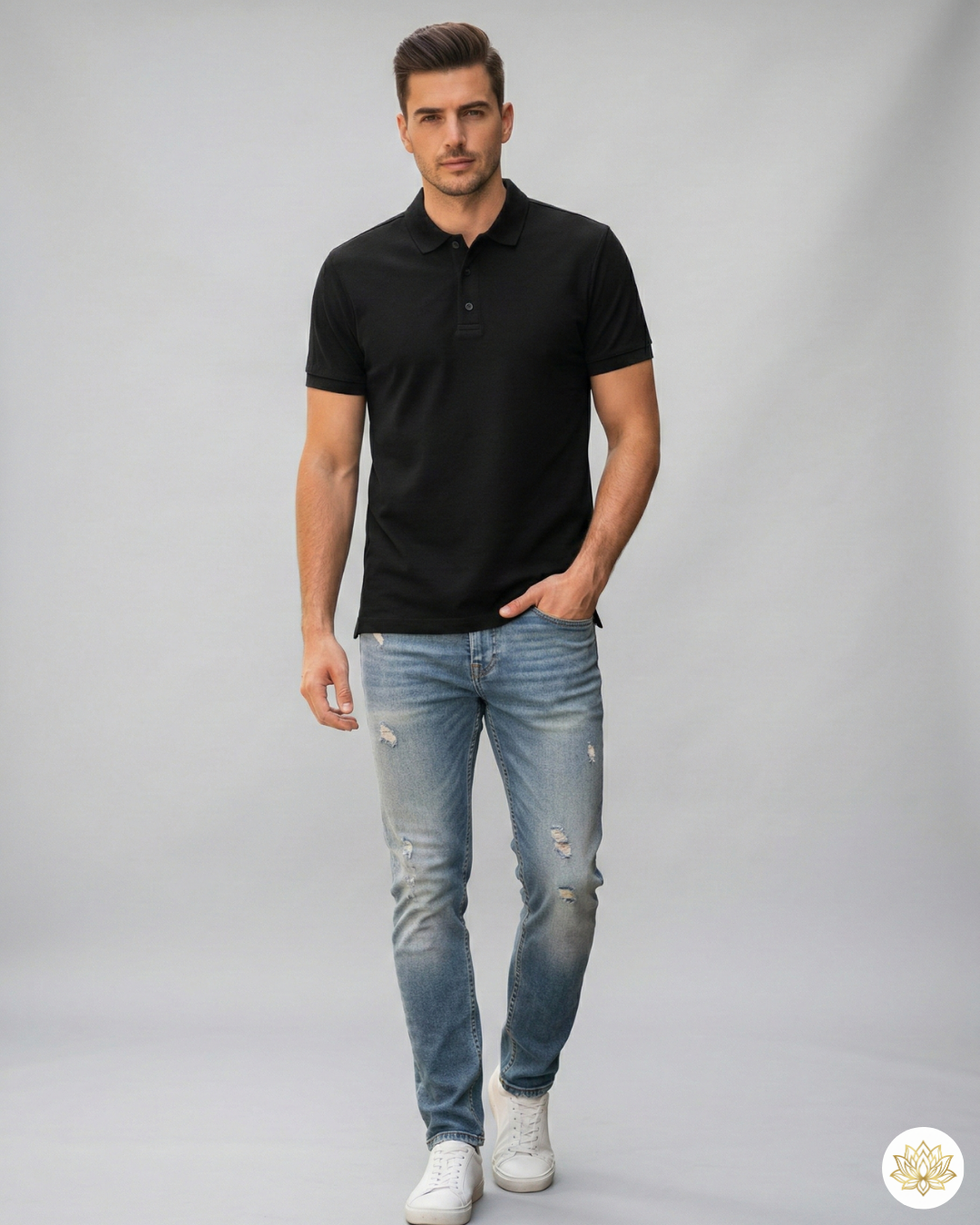 Men's Polo T-shirt | MP25 | Black | Plain