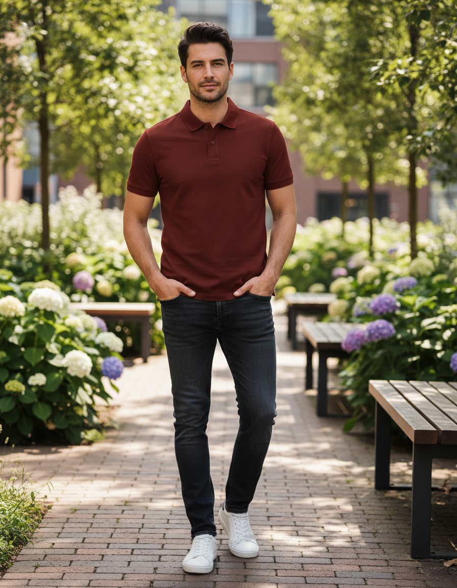 Men's Polo T-shirt | MP25 | Brick Red | Plain