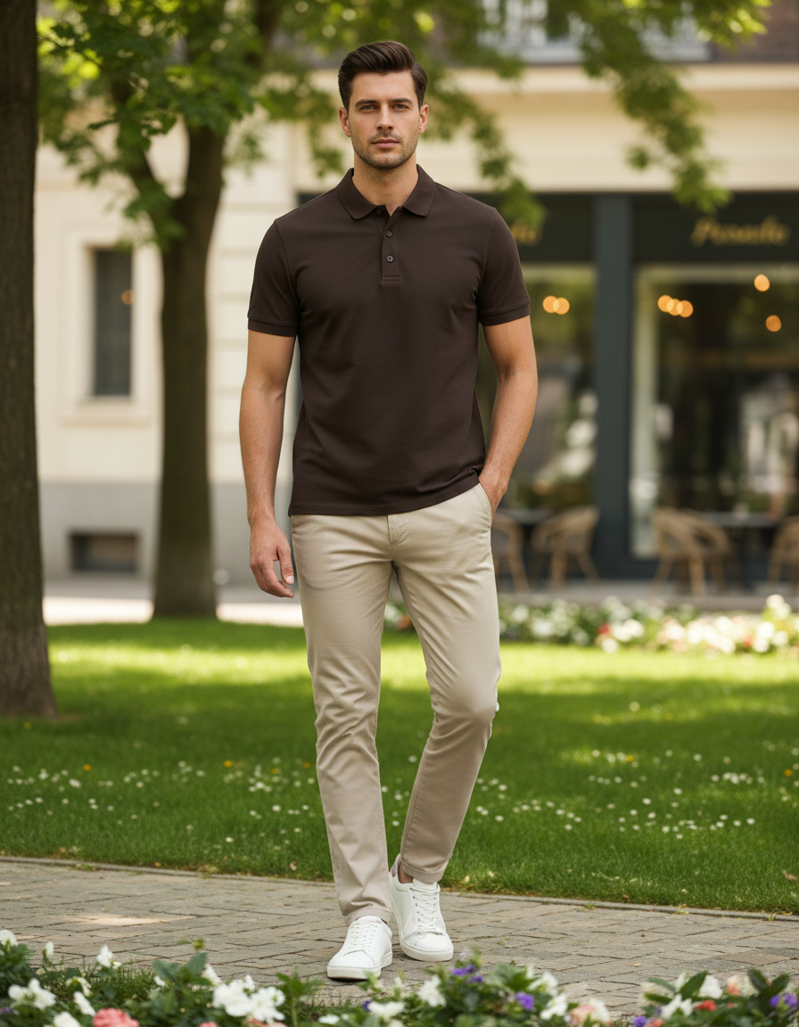 Men's Polo T-shirt | MP25 | Coffee Brown | Plain