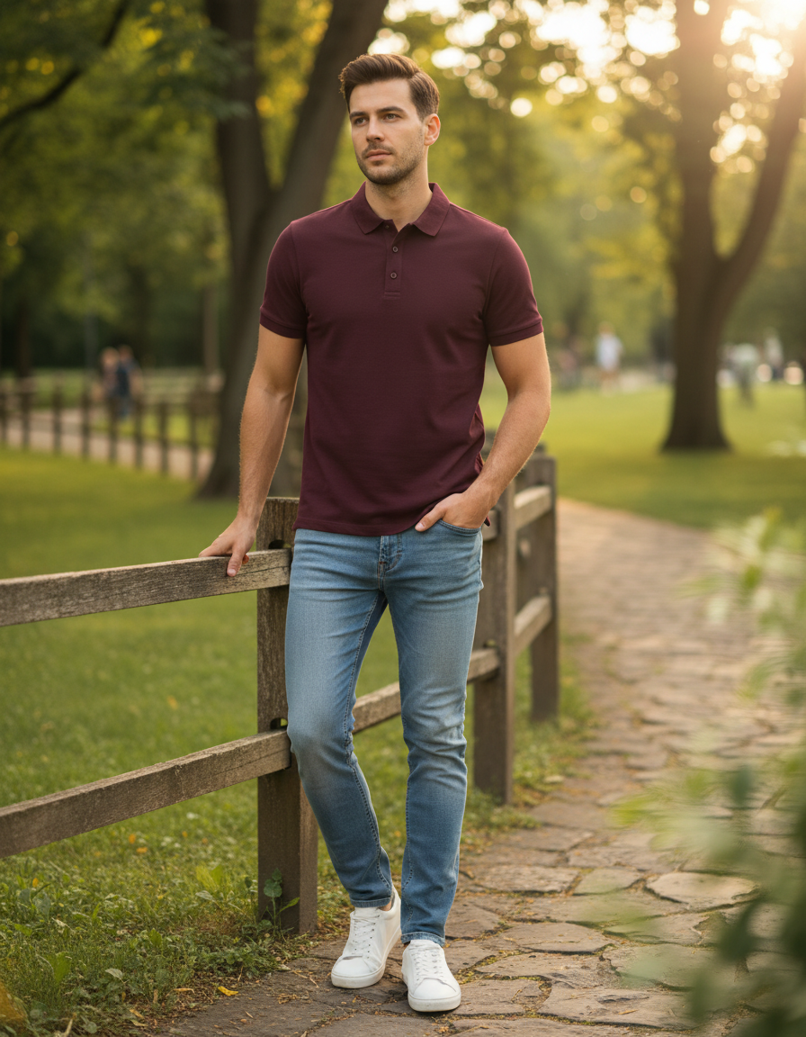 Men's Polo T-shirt | MP25 | Maroon | Plain