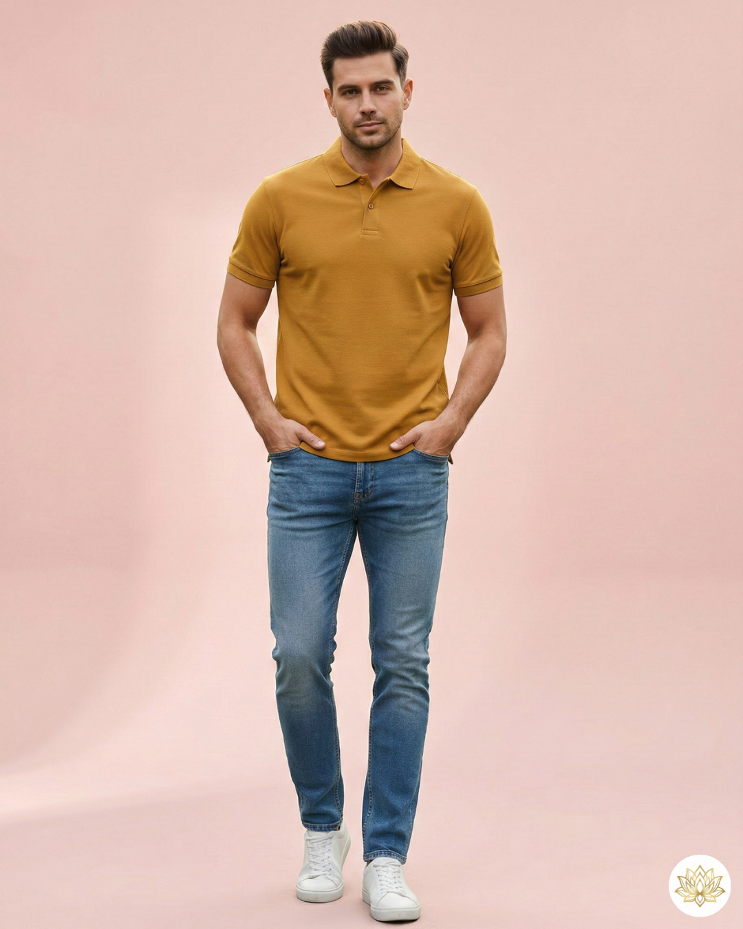 Men's Polo T-shirt | MP25 | Mustard Yellow | Plain
