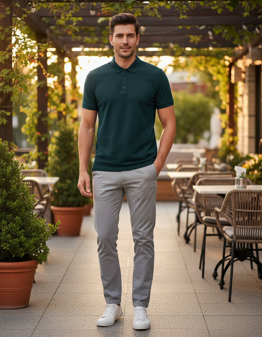 Men's Polo T-shirt | MP25 | Petrol Blue | Plain