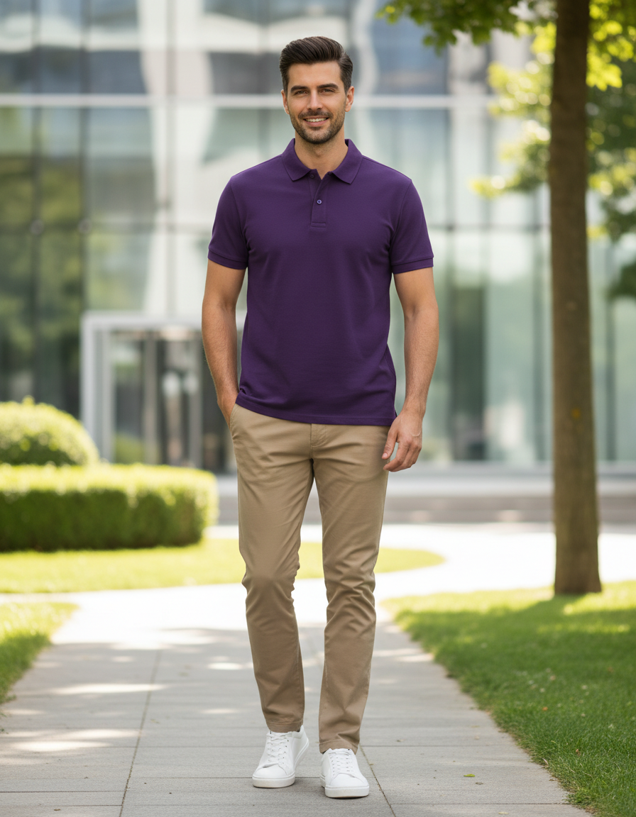 Men's Polo T-shirt | MP25 | Purple | Plain