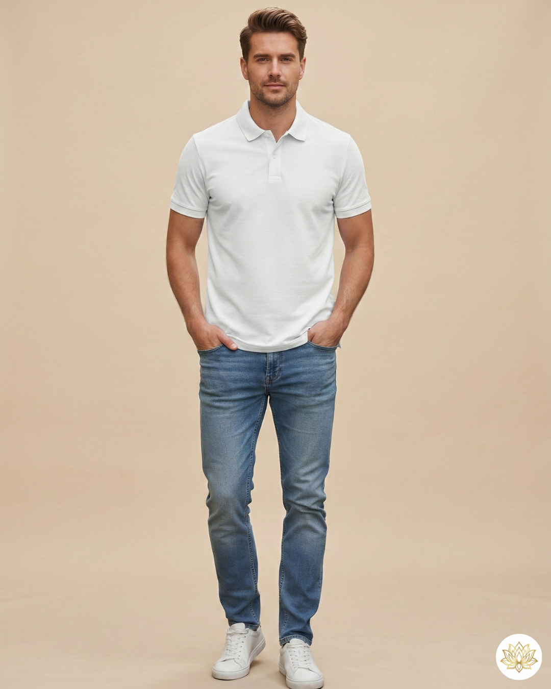 Men's Polo T-shirt | MP25 | White | Plain