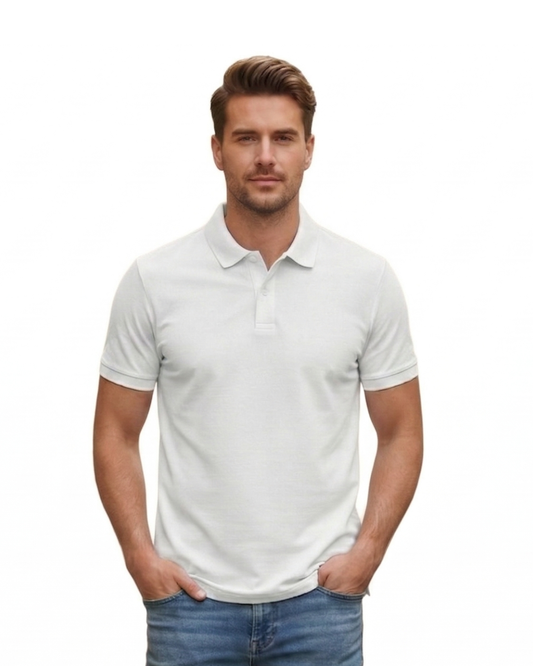 Men's Polo T-shirt | MP25 | White | Plain