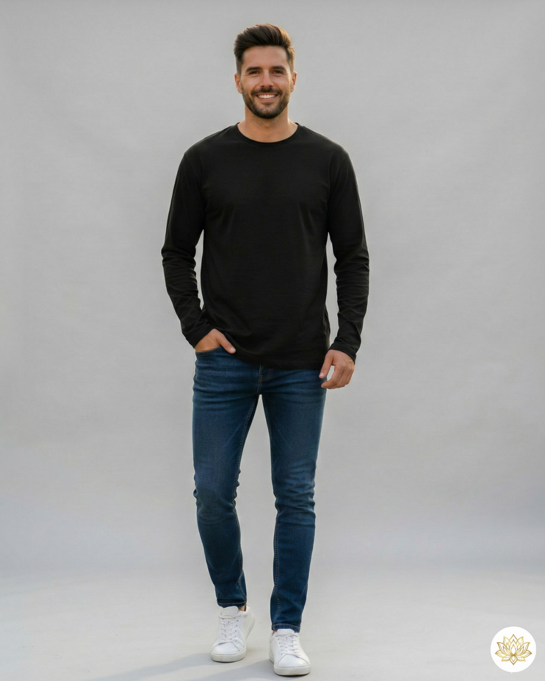 Men's Full Sleeve T-Shirt | MF31 | Black | Plain