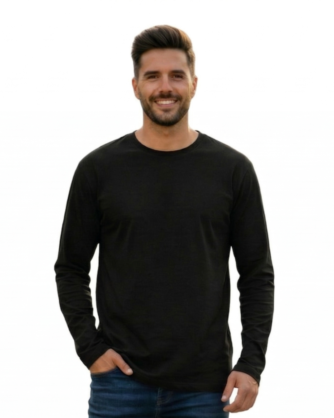 Men's Full Sleeve T-Shirt | MF31 | Black | Plain