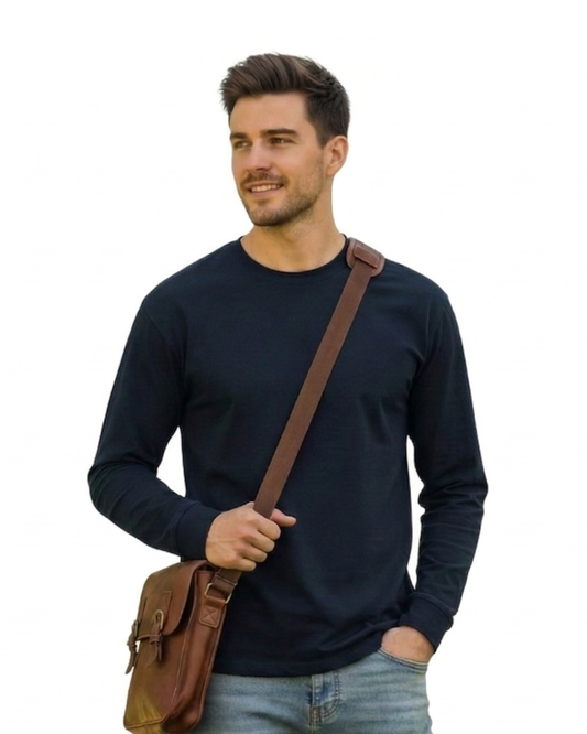 Men's Full Sleeve T-Shirt | MF31 | Navy Blue | Plain