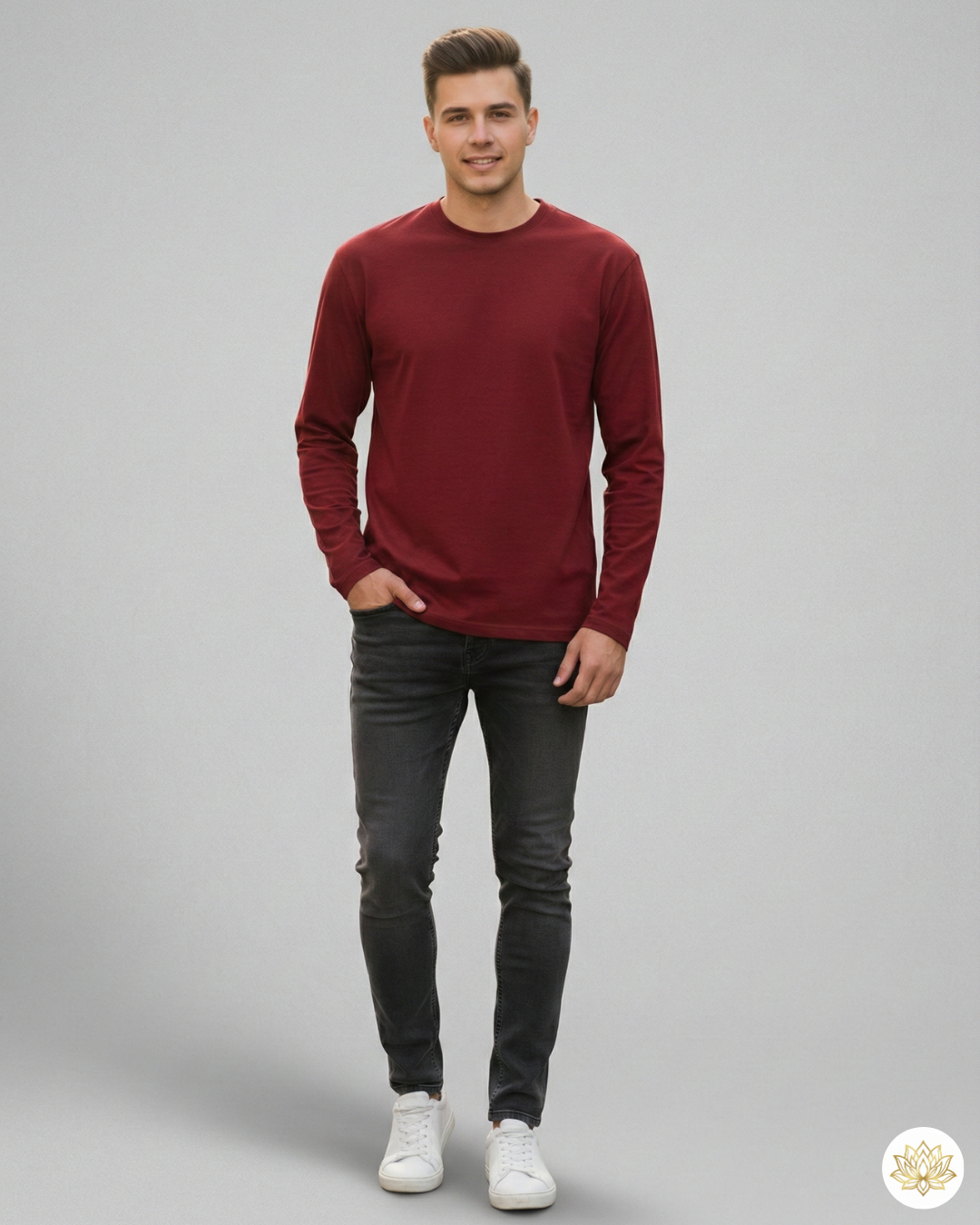 Men's Full Sleeve T-Shirt | MF31 | Red | Plain