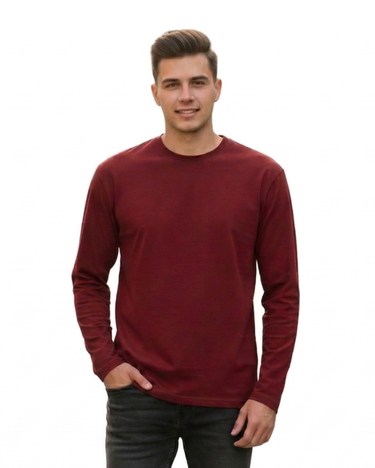 Men's Full Sleeve T-Shirt | MF31 | Red | Plain