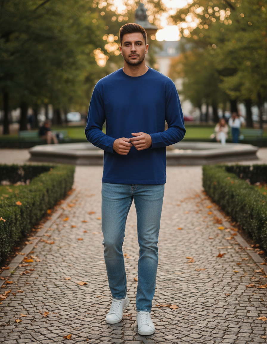 Men's Full Sleeve T-Shirt | MF31 | Royal Blue | Plain