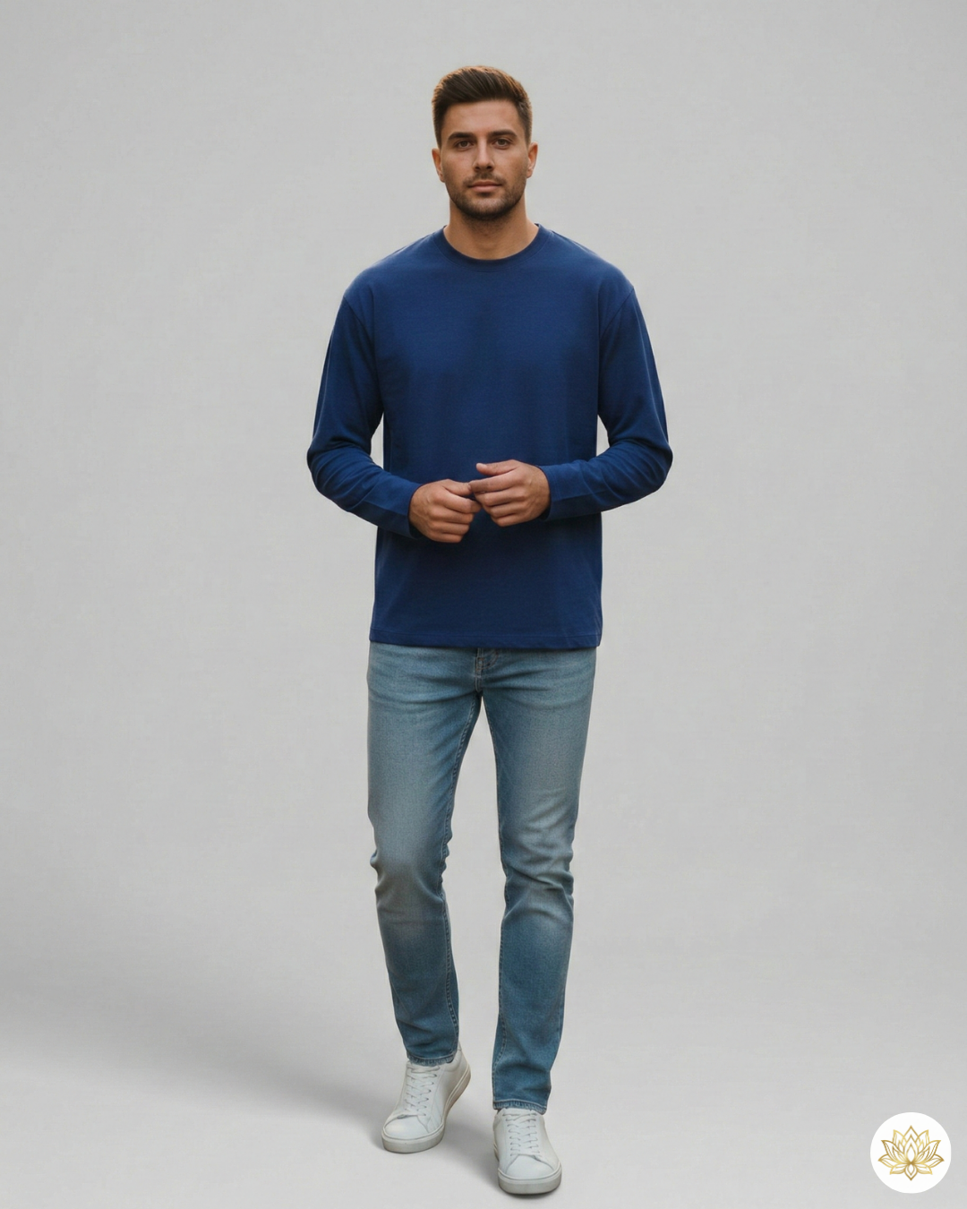 Men's Full Sleeve T-Shirt | MF31 | Royal Blue | Plain