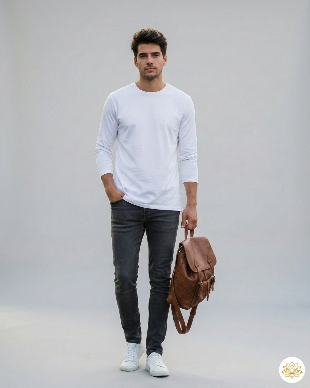 Men's Full Sleeve T-Shirt | MF31 | White | Plain
