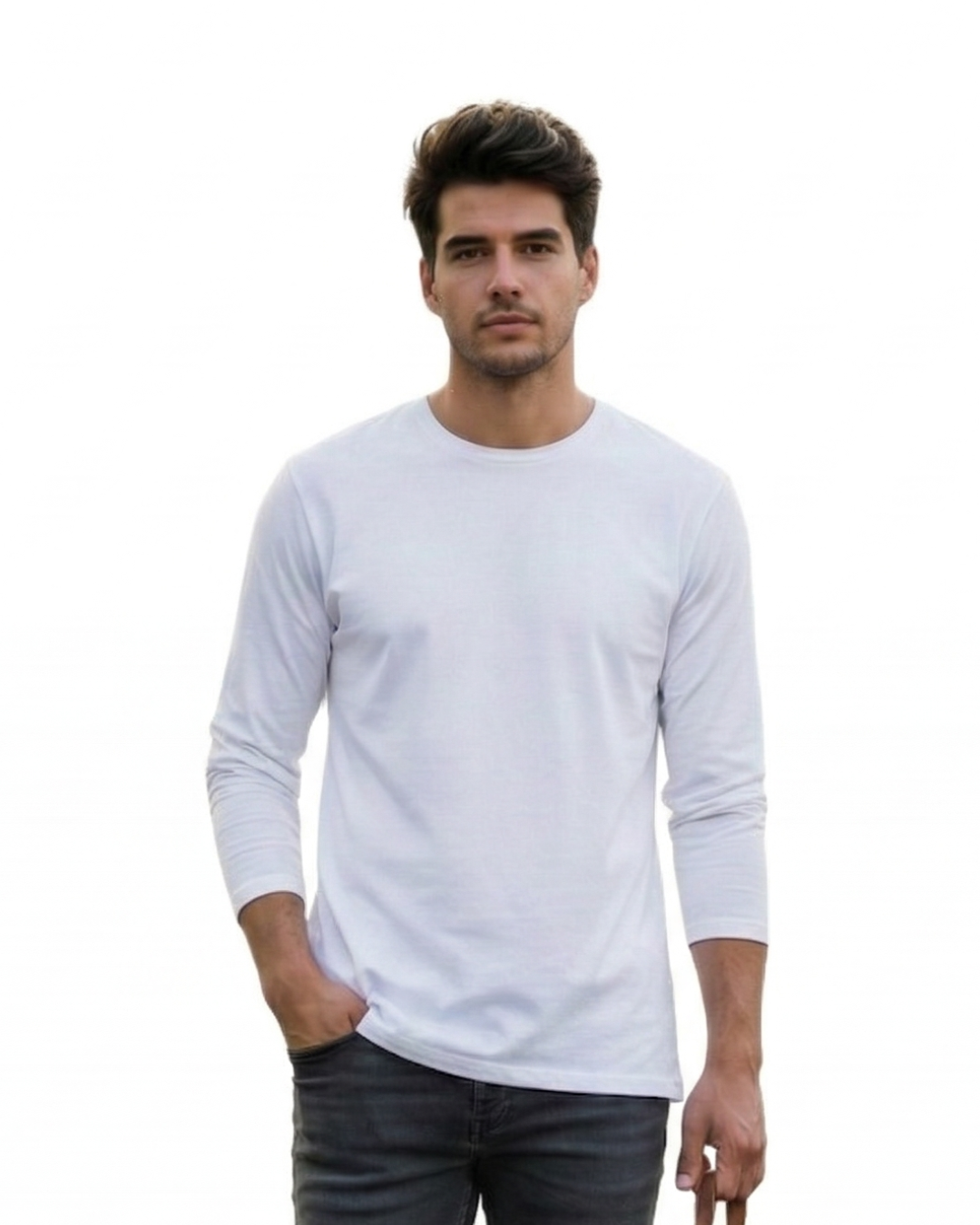 Men's Full Sleeve T-Shirt | MF31 | White | Plain
