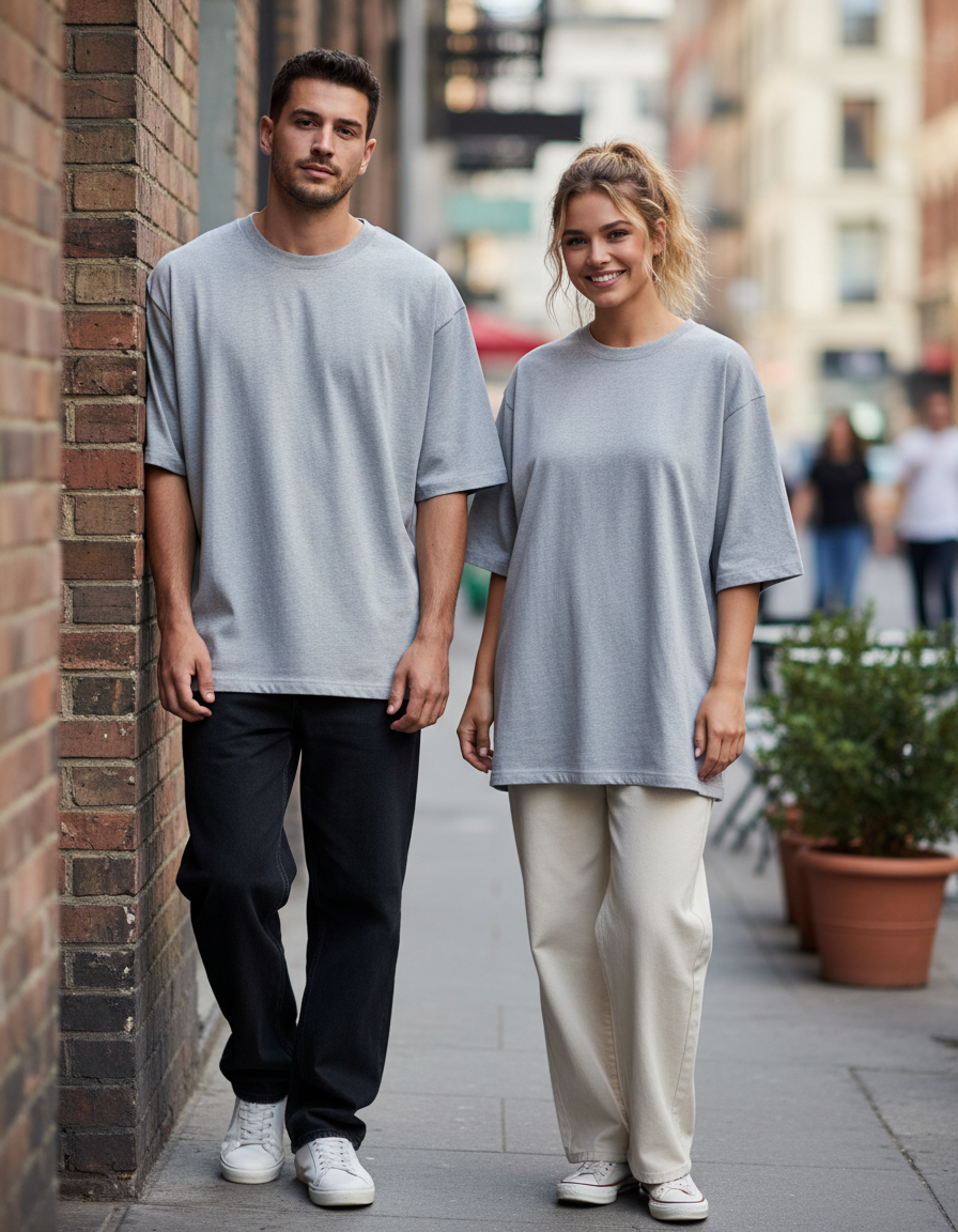 Unisex Oversized Classic T-Shirt | Grey Melange | Plain
