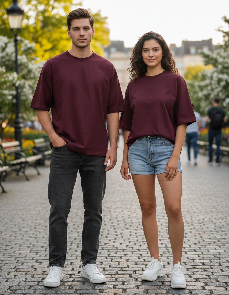 Unisex Oversized Classic T-Shirt | Maroon | Plain