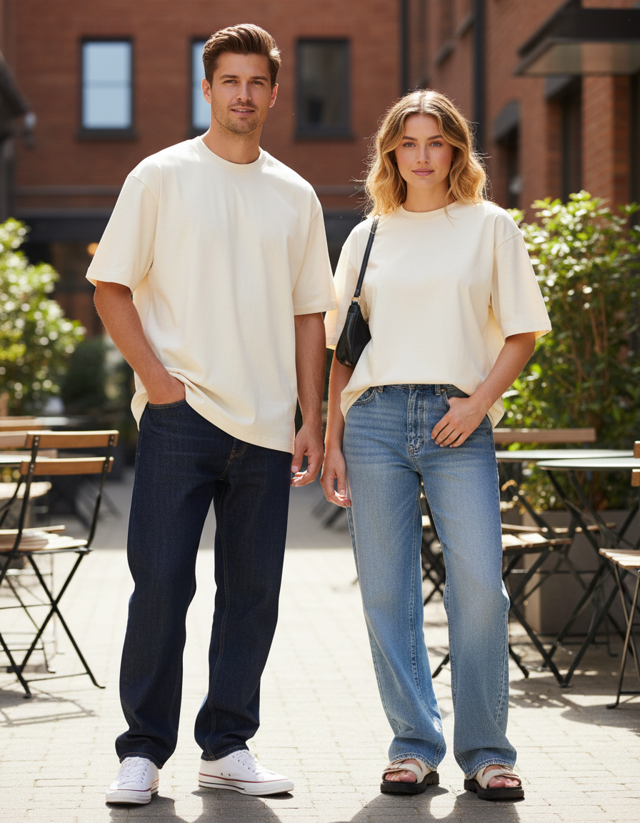 Unisex Oversized Classic T-Shirt | Off White | Plain