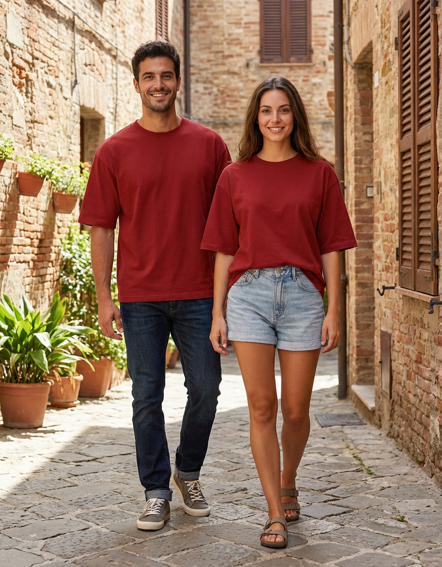 Unisex Oversized Classic T-Shirt | Red | Plain