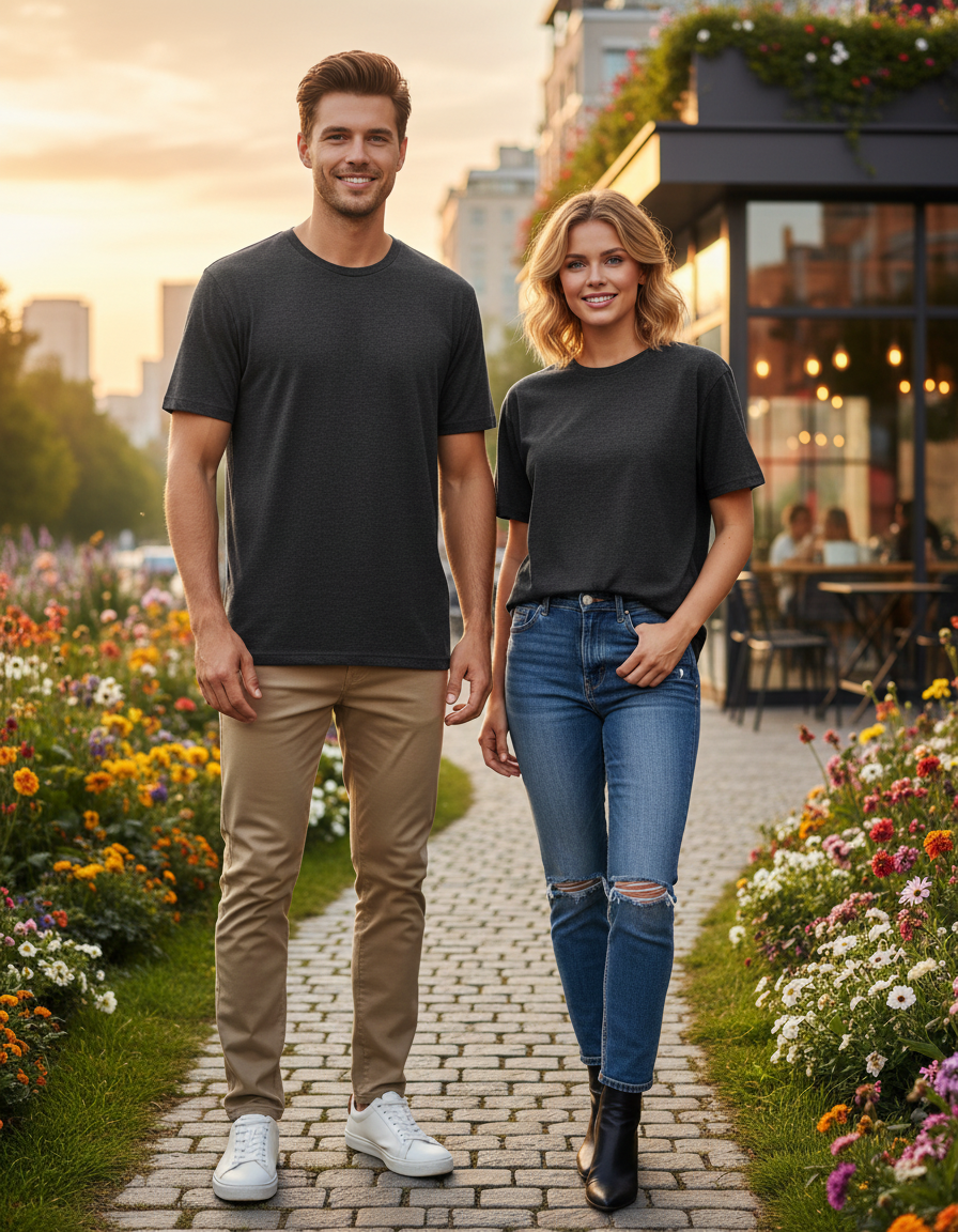 Unisex Basic T-Shirt | UB73  | Black melange | Plain