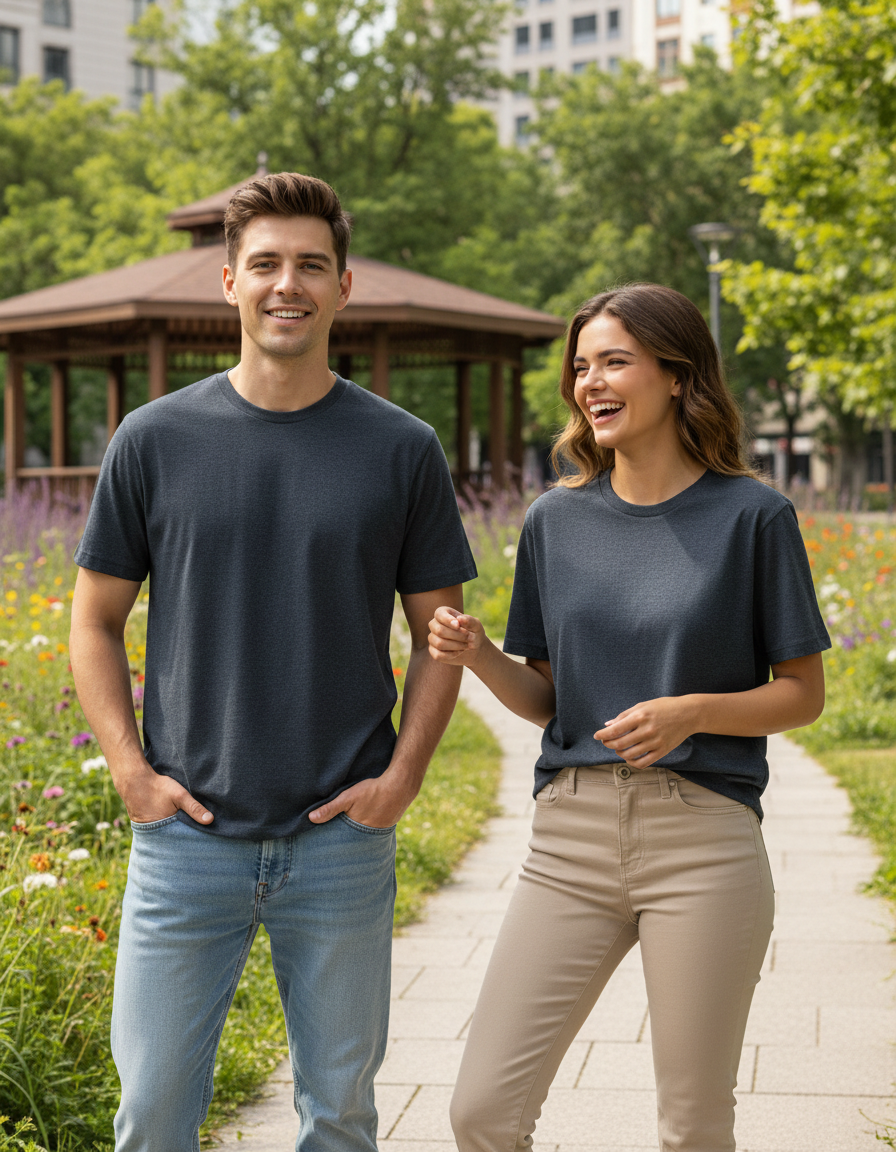 Unisex Basic T-Shirt | UB73  | Navy melange | Plain