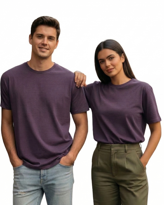 Unisex Basic T-Shirt | UB73  | Purple melange| Plain
