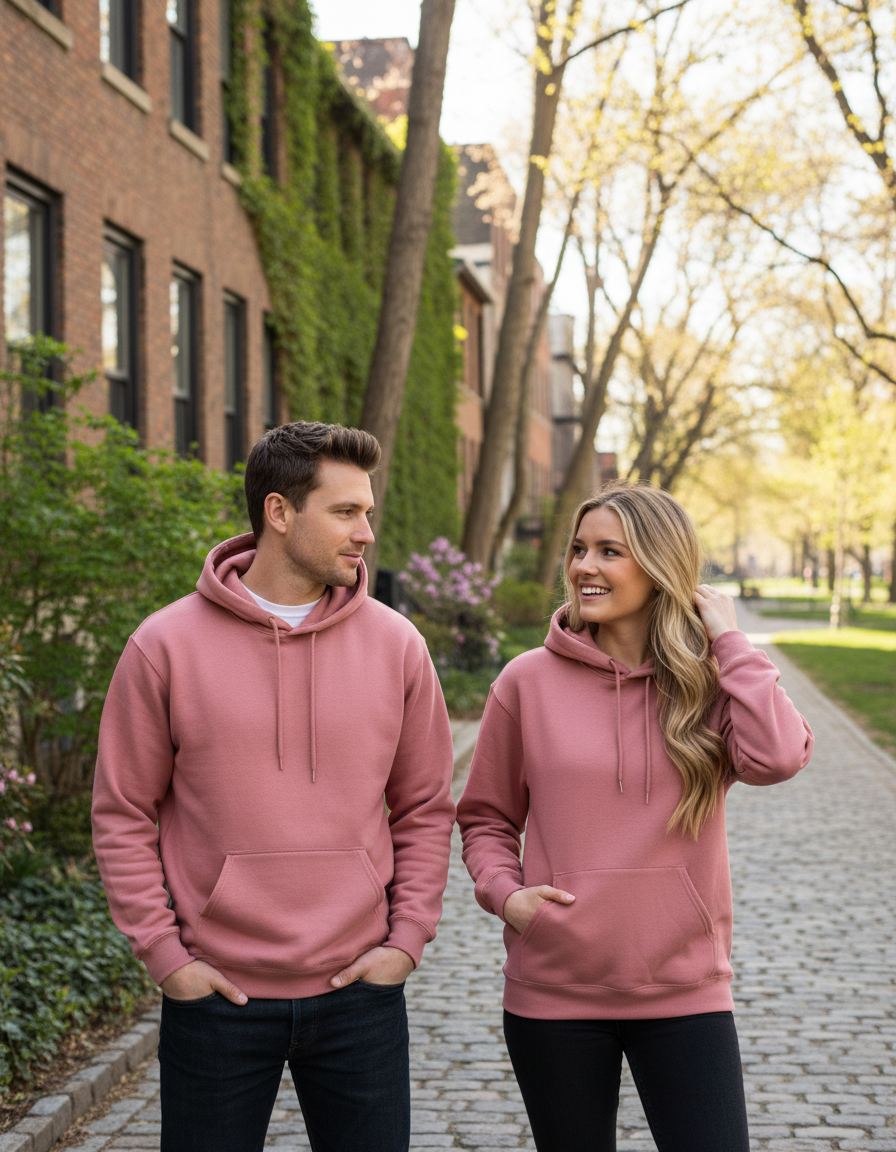 Unisex Hoodie | UH24  | Coral | Plain