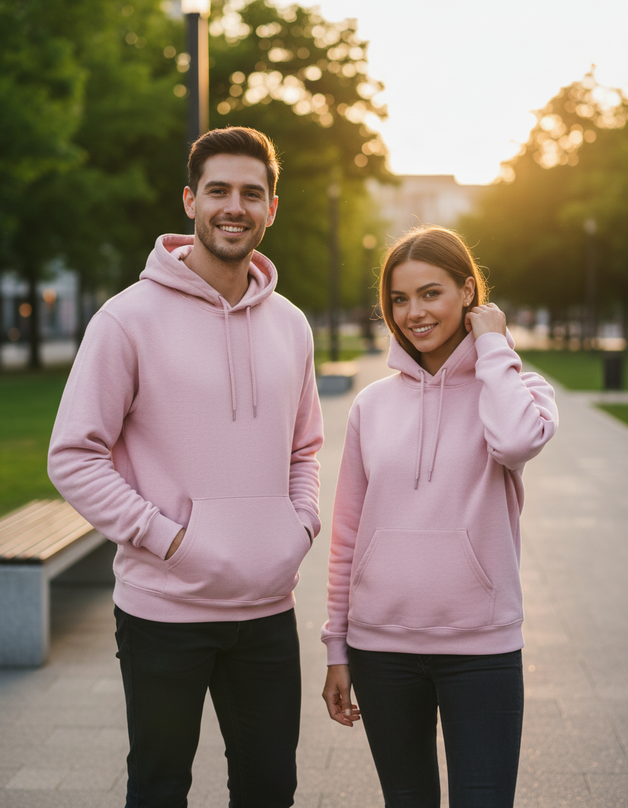 Unisex Hoodie | UH24  | Light Baby Pink | Plain