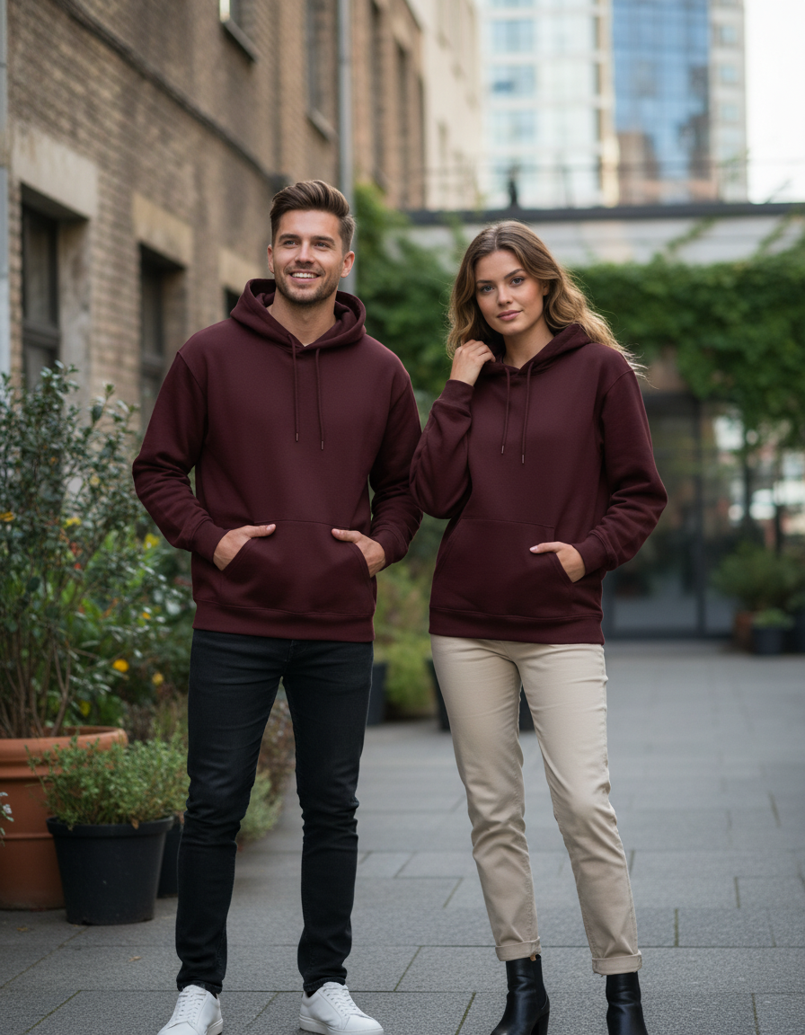 Unisex Hoodie | UH24  | Maroon | Plain