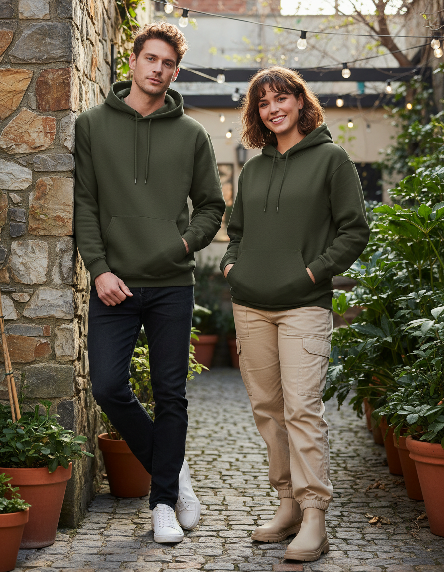 Unisex Hoodie | UH24  | Bottle Green | Plain