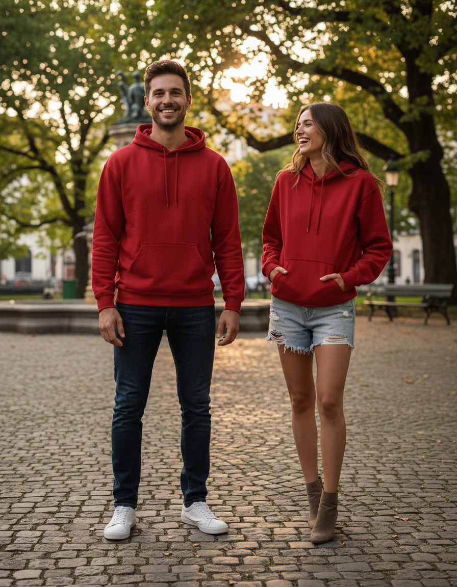 Unisex Hoodie | UH24  | Red | Plain