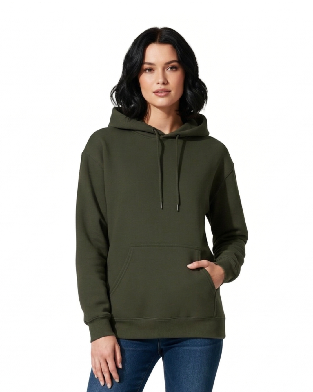 Unisex Hoodie | UH24  | Olive Green | Plain