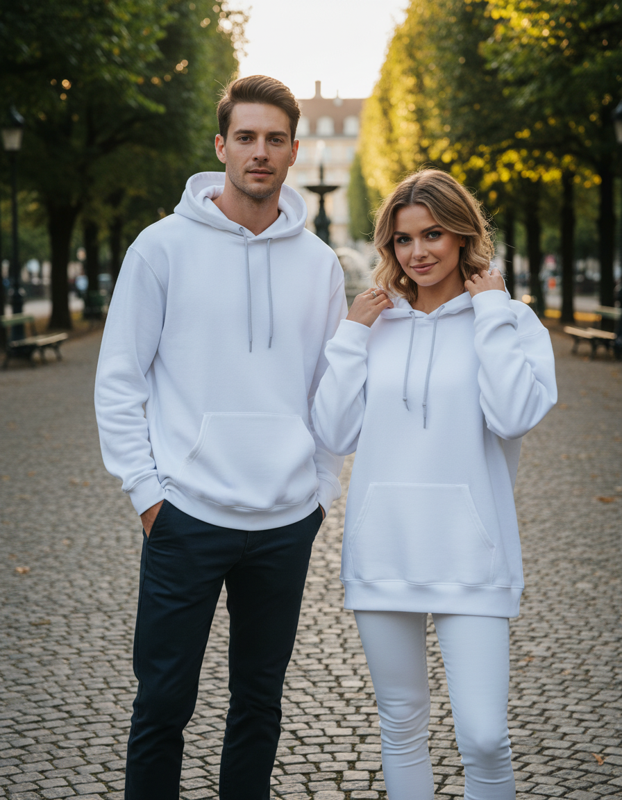 Unisex Hoodie | UH24  | White | Plain