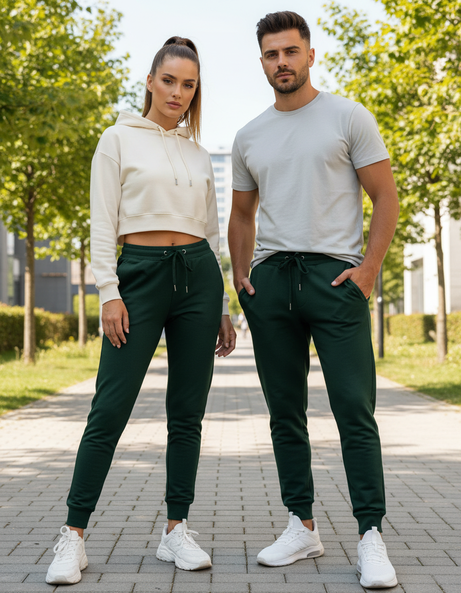 Unisex Joggers | UJ29 | Bottle Green| Plain