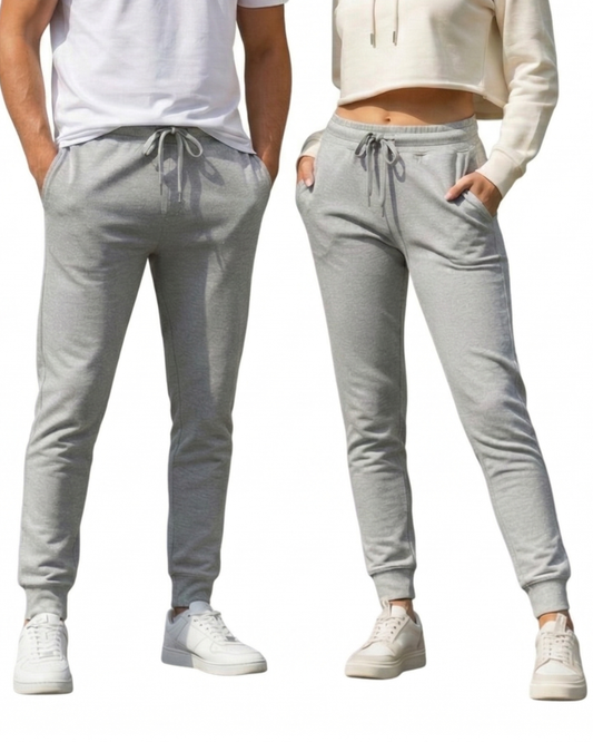 Unisex Joggers | UJ29 | Grey Melange | Plain